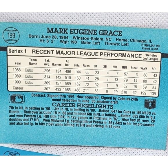 1990 Leaf Inc. Cubs Collectible Vintage Series 1 Trading Card Bundle - Picture 7 of 10